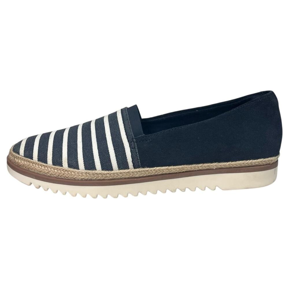 Clarks Shoes Womens 8.5 Blue White Striped Espadrille Slip On Comfort Nautical - Picture 11 of 11